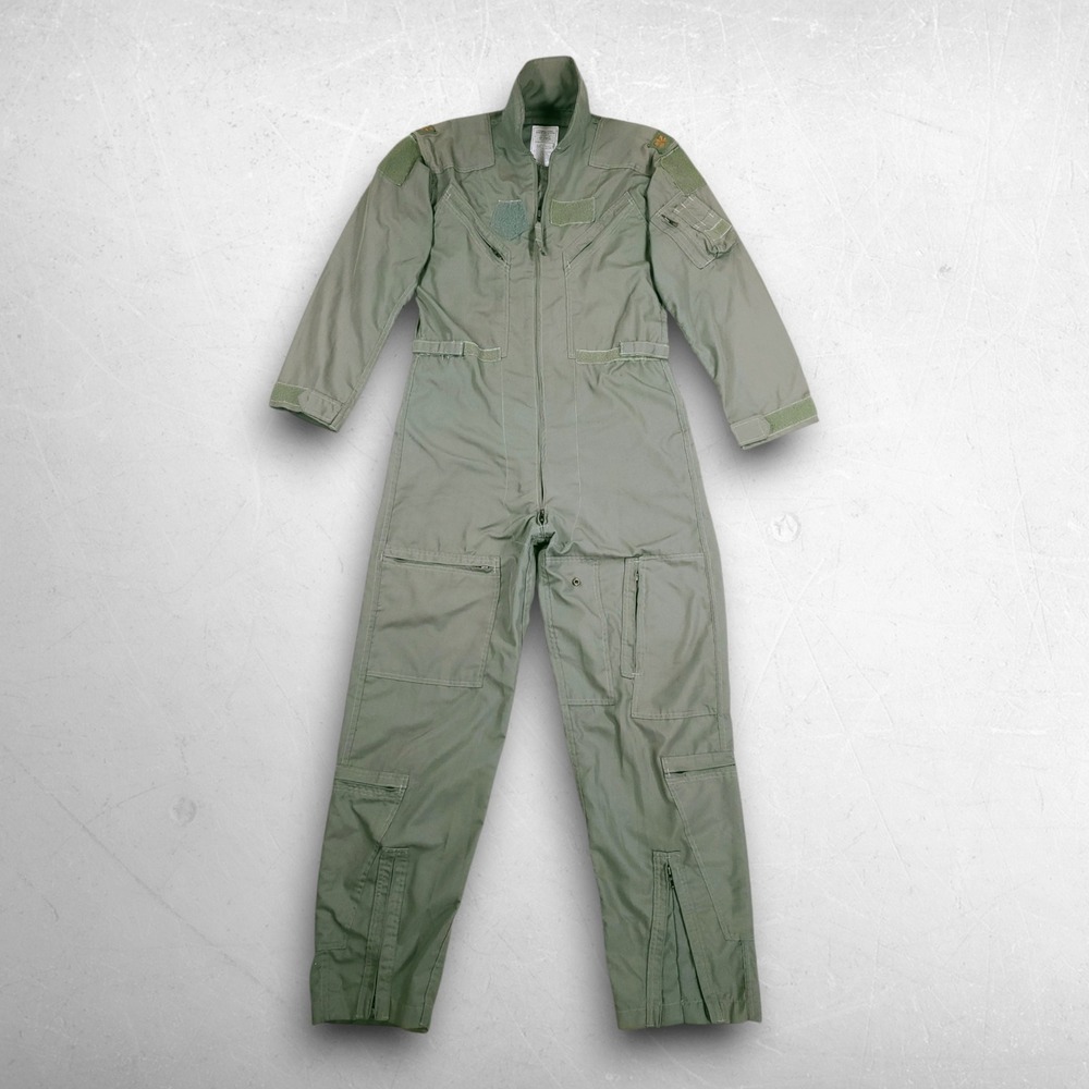 VTG 90s USAF Flyer's Coveralls Summer Fire Resistant 40L Sage Green Major Rank